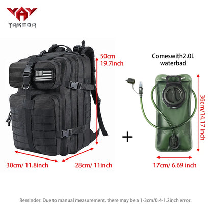 YAKEDA 45L large capacity backpack with 2L water bag MOLLE expansion system outdoor hiking backpack