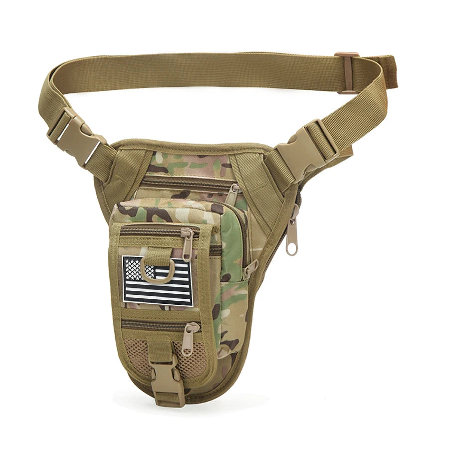 Multi functional thigh bag waist pack, multi pocket design, casual sports bag, suitable for cycling, hiking, and traveling