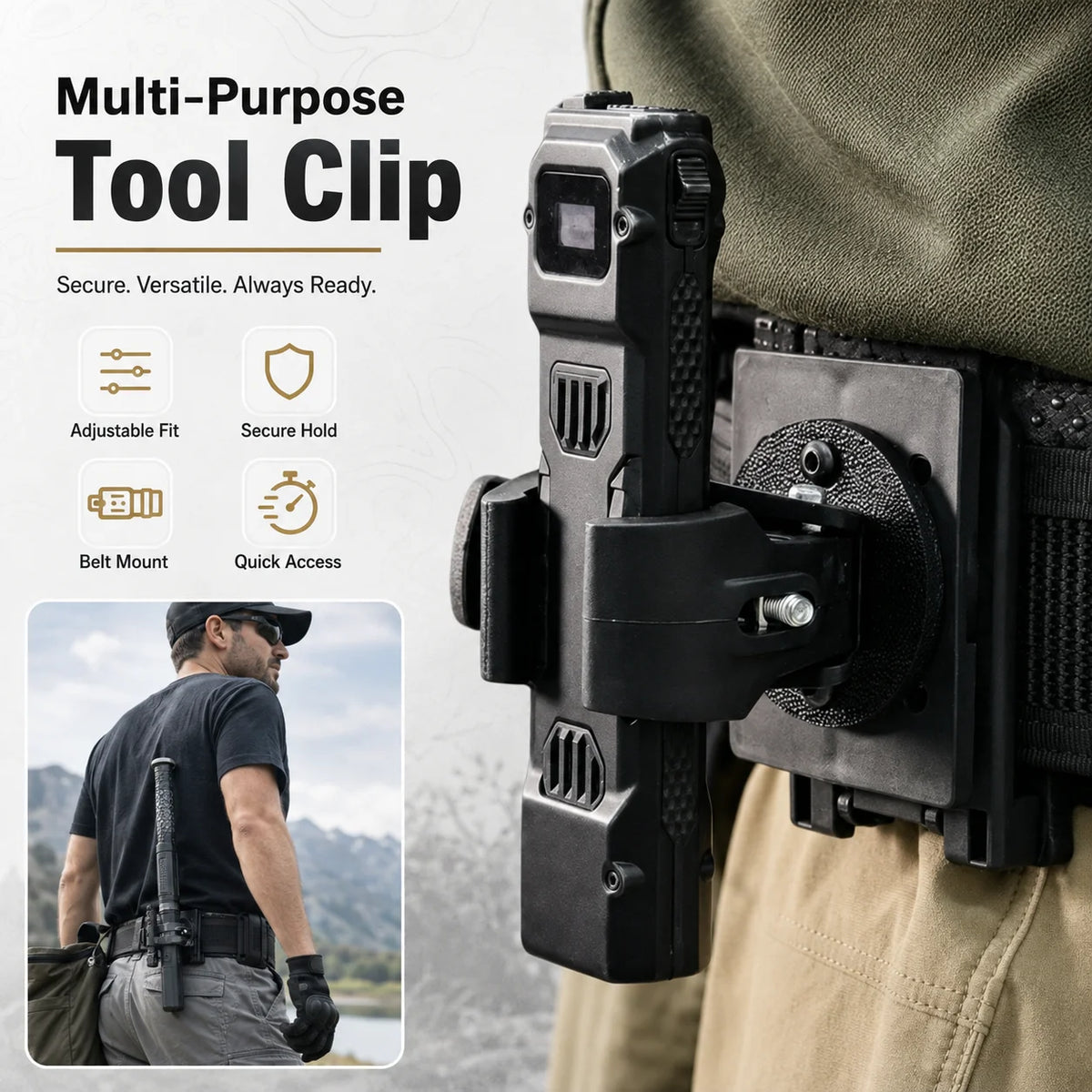 Quick Detachable Adjustable Carry Holster for Hiking Stick Sword Axe, Multi Purpose Outdoor Emergency Survival