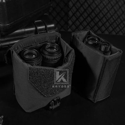 KRYDEX Tactical NVG Pouch MOLLE Night Vision Bag with Inner Padded Goggle Carrying Case Airsoft Accessories For NVG14 NVG15 Gear