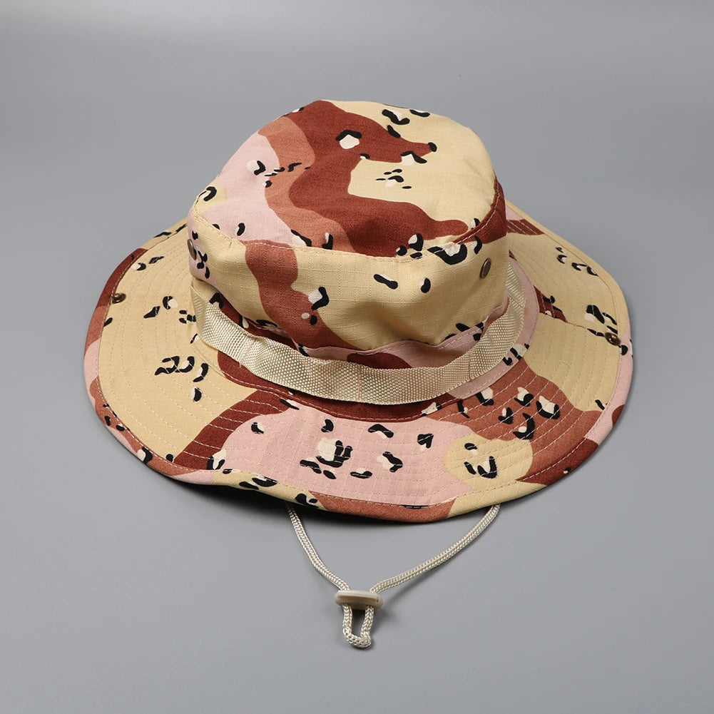 59CM Camouflage Tactical Cap Boonie Hat Caps Men Outdoor Sports Sun Bucket Cap Fishing Hiking Hunting Hats