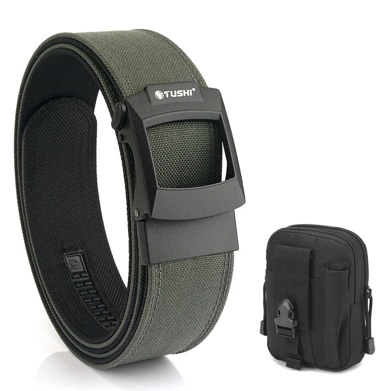 HSSEE 4.3cm Military Tactical Belt for Men Metal Automatic Buckle Thick Nylon Outdoor Hunting IPSC Gun Belt Casual Girdle Male