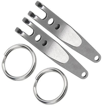 2Pc Outdoor Belt Clip Stainless Steel Suspension Pocket Clip Key Holder with Keychain Mini Suspension Clips Keychain Pocket Clip