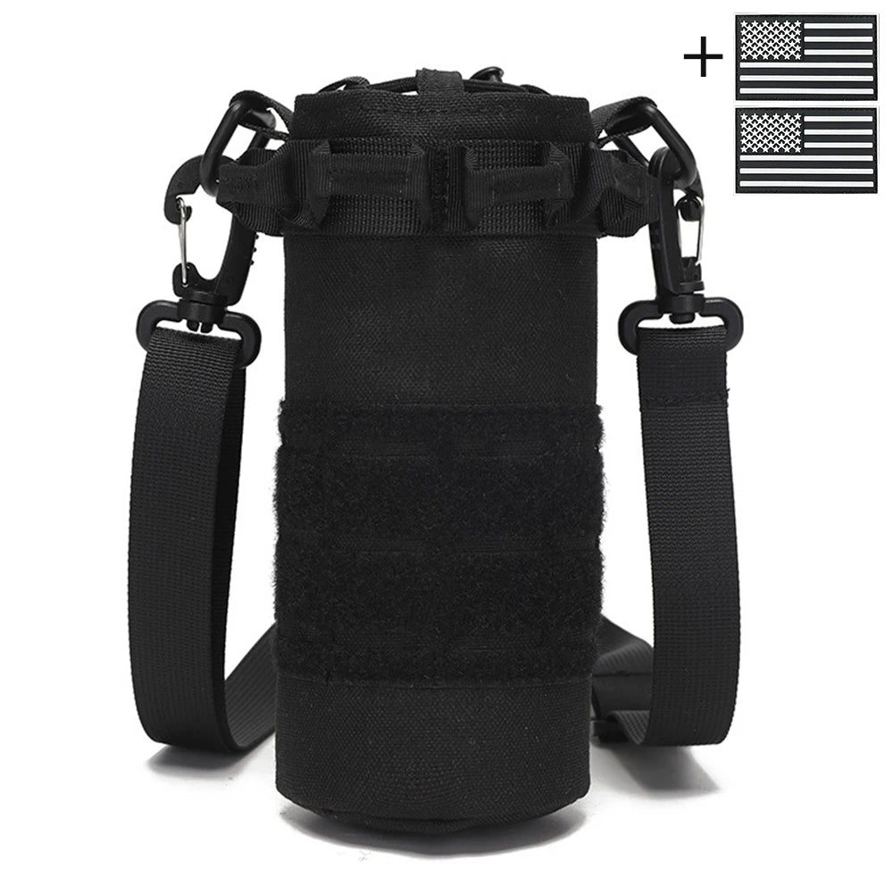 Outdoor water bottle cover with elastic drawstring drawstring and Magic Sticky sticker for hiking water cup storage bag