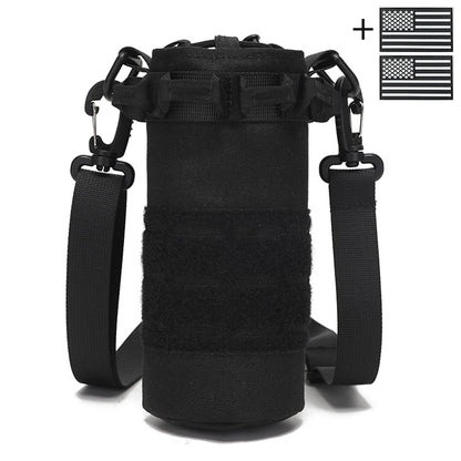 Outdoor water bottle cover with elastic drawstring drawstring and Magic Sticky sticker for hiking water cup storage bag