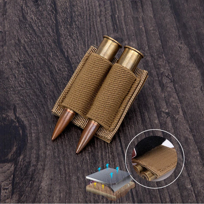 Tactical Patch 2-Round Holder Adhesive 2 Hole Cartridges Hook Loop Patch Hunting Rifles 7.62MM Shotgun Bullet Pouch