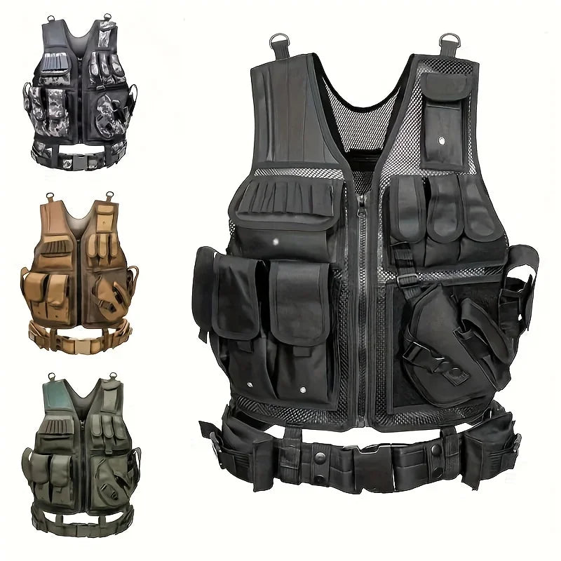 Adjustable Molle Tactical Vest Combat Body Armor Vests Security Guard Hunting Outdoor CS War Game Airsoft Training Jacket Sport