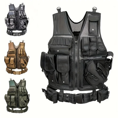 Adjustable Molle Tactical Vest Combat Body Armor Vests Security Guard Hunting Outdoor CS War Game Airsoft Training Jacket Sport