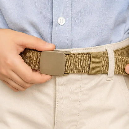 Adjustable Kids Canvas Belt No Hole Elastic Waistband for School Uniform Children Trousers Belt with Smooth Snap for Buckle Safe