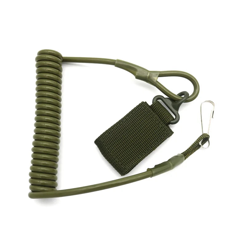 Tactical Anti-lost Elastic Lanyard Anti-theft Anti-cut Outdoor Spring Seat Belt Gun Rope Key Ring Flashlight Accessories
