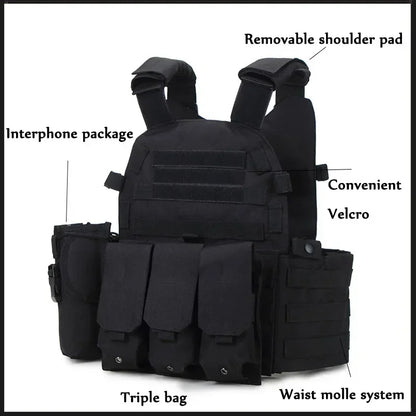 V E6094 Military Tactical Vest Body Armor Combat Army CS Gear Hunting Plate Carrier Airsoft Accessories Wargame Pouch Molle Vest