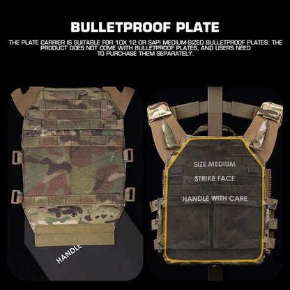 Tactical MOLLE Quick Release JPC 2.0 Plate Carrier Vest Lightweight Storage Design For Outdoor Airsoft Hunting Combat Training