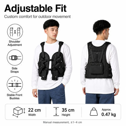 Tactical Hunting Vest Pack Multi-Pocket Outdoor Gear Storage Adjustable Nylon Mesh Chest Vest for Hunting Hiking Fishing