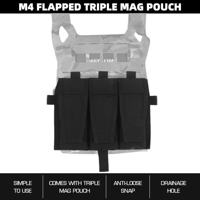 Modular Triple Magazine Carrier | Flap Closure Utility Pouch | Hunting Gear Accessory