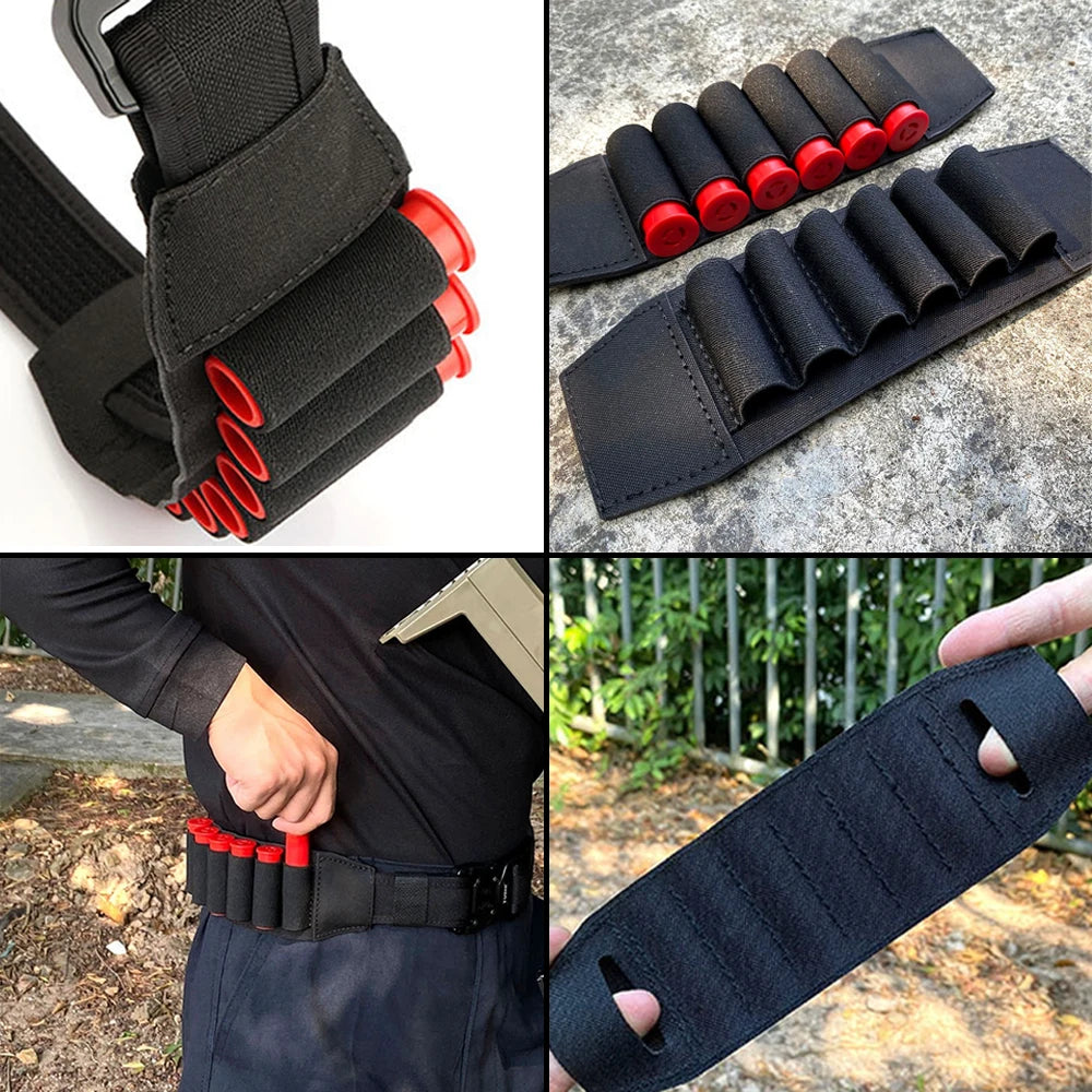 500D Nylon Tactical 6 Round 12 Gauge Shotgun Belt Ammo Storage Bag Shotgun Shell Holder For 38MM Belts Hunting Accessories