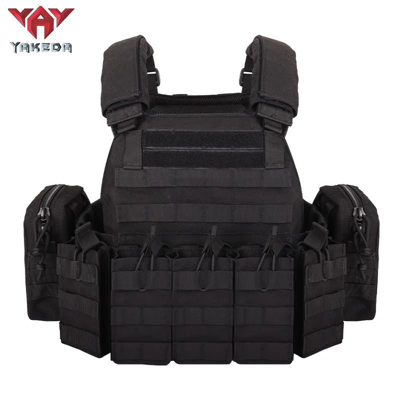 YAKEDA 1000D Nylon Tactical Vest Outdoor Hunting Protective Adjustable Multifunction Molle Vest for Airsoft Combat Equipment