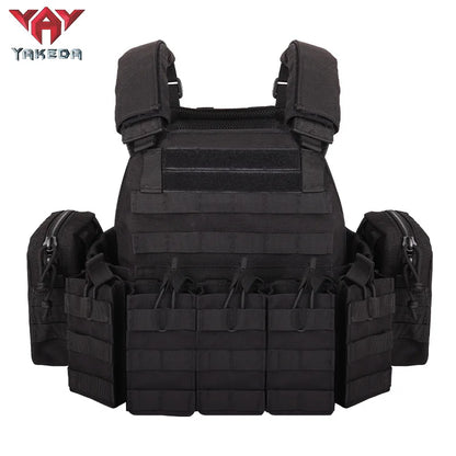 YAKEDA 1000D Nylon Tactical Vest Outdoor Hunting Protective Adjustable Multifunction Molle Vest for Airsoft Combat Equipment