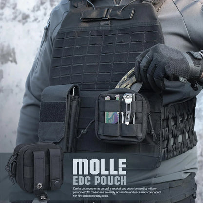 Mini Tactical Molle Pouch Compact Admin Pouch EDC Tool Pouch Utility Multi-Purpose Waist Belt Pouch Outdoor Hunting Camping Bag