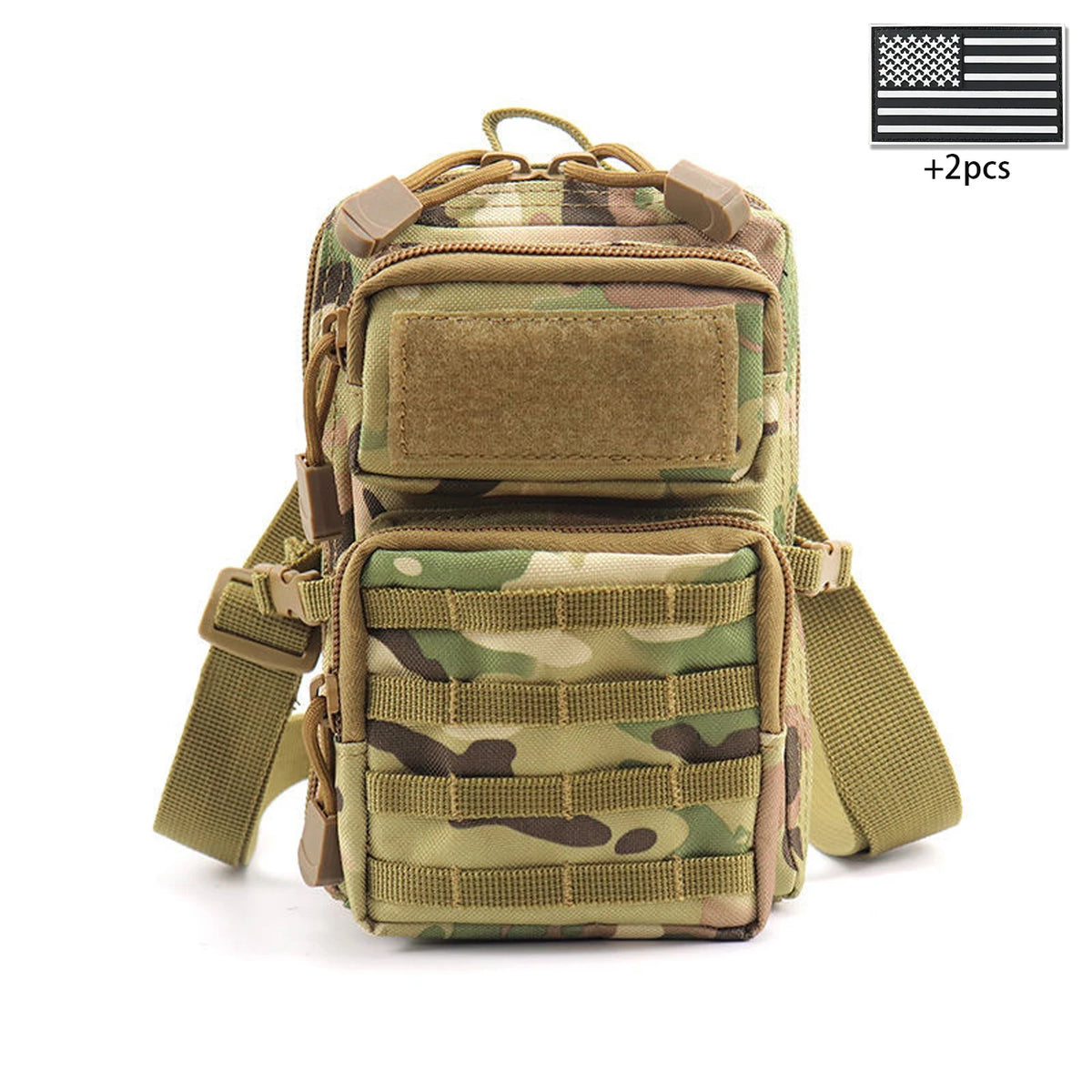 Outdoor crossbody bag with widened and adjustable shoulder straps, supporting hand-held, waist hanging, and backpack hanging