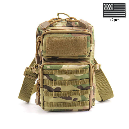 Outdoor crossbody bag with widened and adjustable shoulder straps, supporting hand-held, waist hanging, and backpack hanging