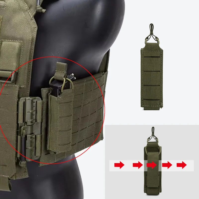 Nylon 9mm Magazine Pouch,Laser Cut LightWeight,Single,Molle System,Tactical Bag,Edc Pouches,Flashlight Bag,Hunting Accessories