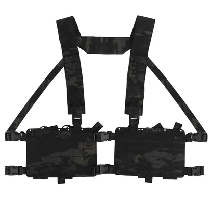 Alpha Tactical Chest Rig MOLLE Split Double Panel Chassis Hunting Combat Airsoft Vest Internal Elastic Magazine Storage Bag Gear