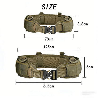 Tactical Waist Belt with Detachable Pouch Quick Release Buckle Outdoor Utility Gear for Hiking Camping Fishing Military Training
