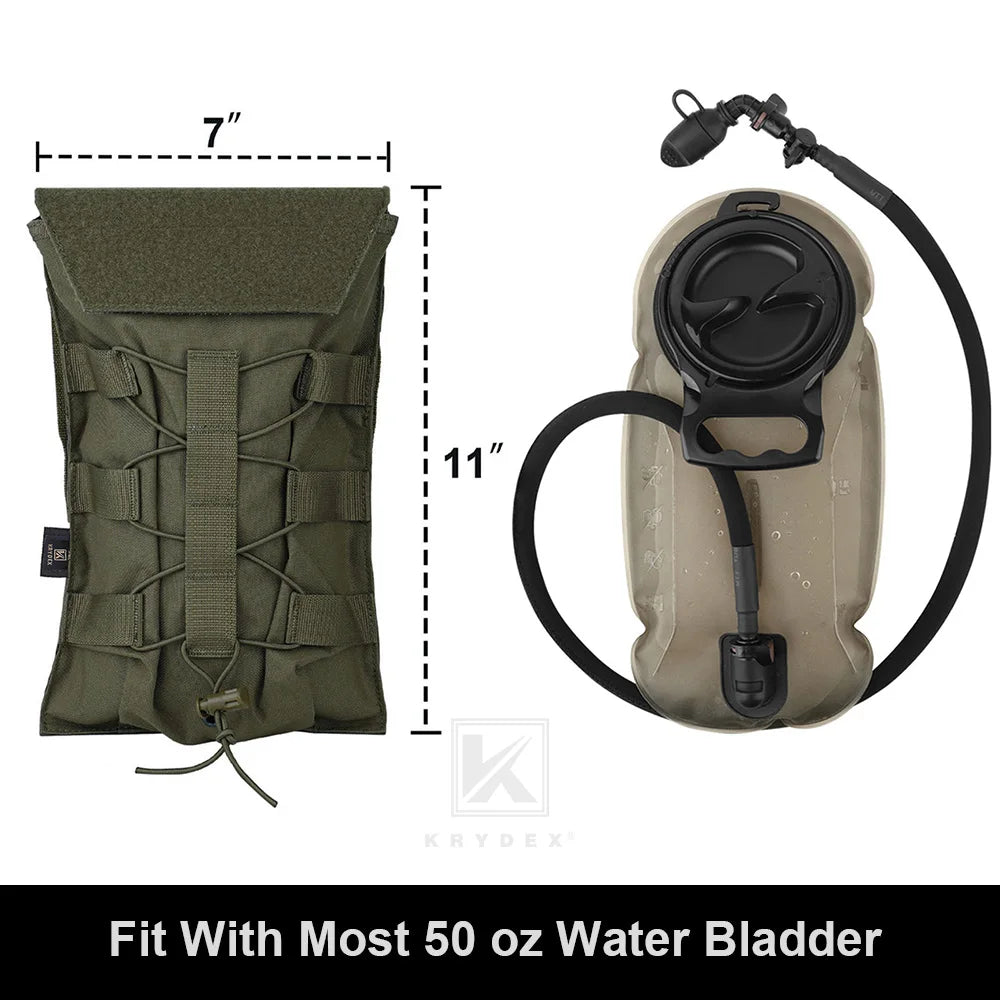 KRYDEX 500D Tactical 50 oz Hydration Carrier MOLLE Pouch Modular 1.5L Water Bladder Bag Pack Hunting Outdoor Hiking Accessories