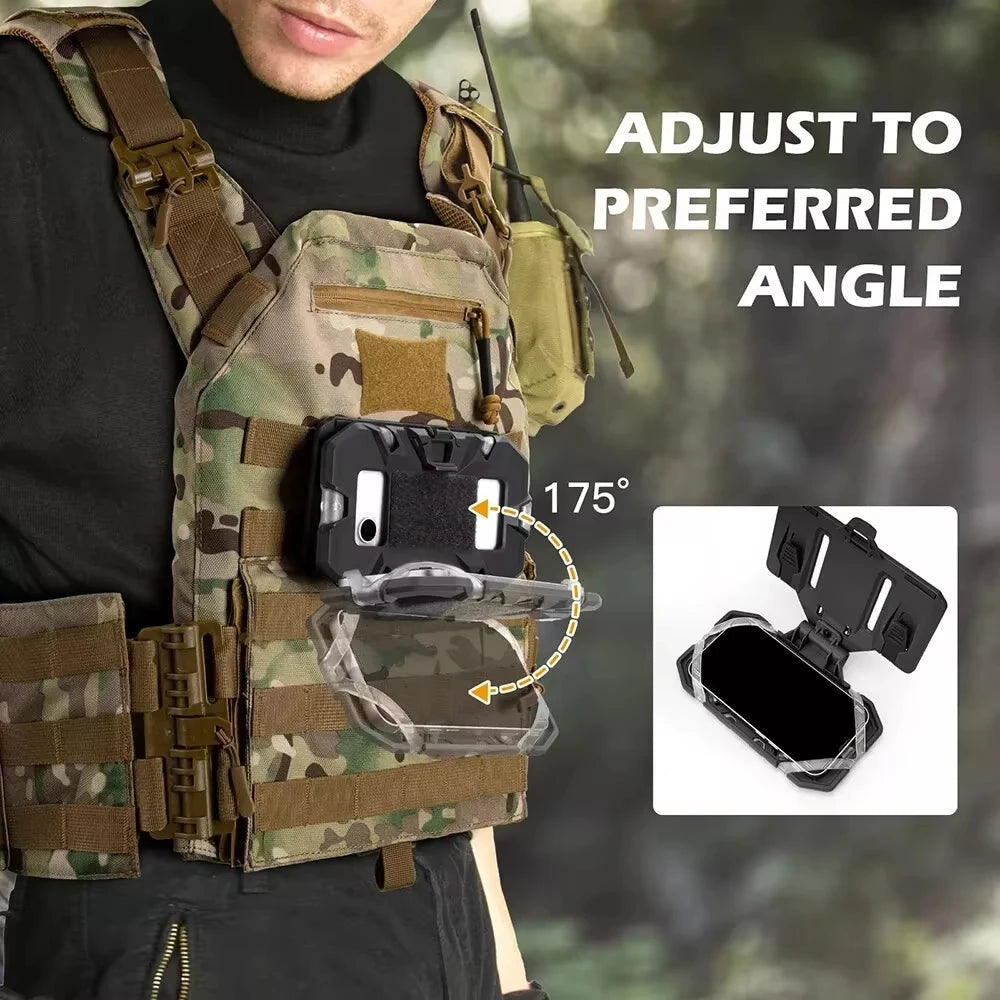 Vest Phone Holder Carrier For Molle Navigation Phone Board Quick Access Folding Holder Mount Tactical Vest Chest Bracket