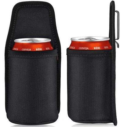 Portable Belt Drink Can Pouch Beer Holster Water Bottle Holder with Metal Belt Clip Soda Can Carry Holster for Hiking Camping