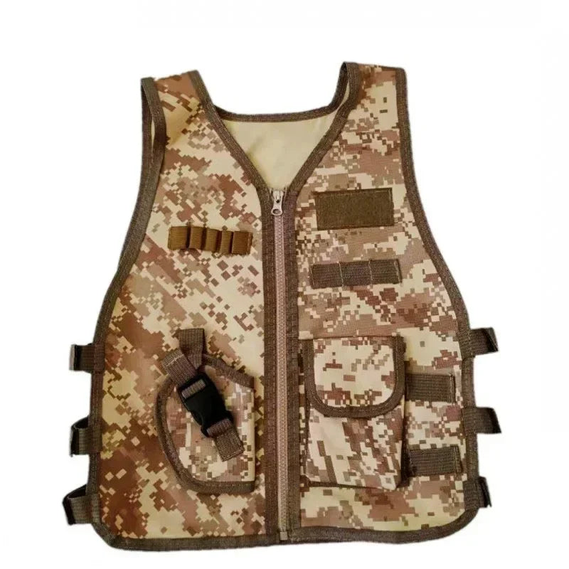 Tactical Children Vest Boy Girl Camouflage CS Game Vest Kids Hunting Cosplay Fishing CS Fans Outdoor Clothing for 3-6 Years