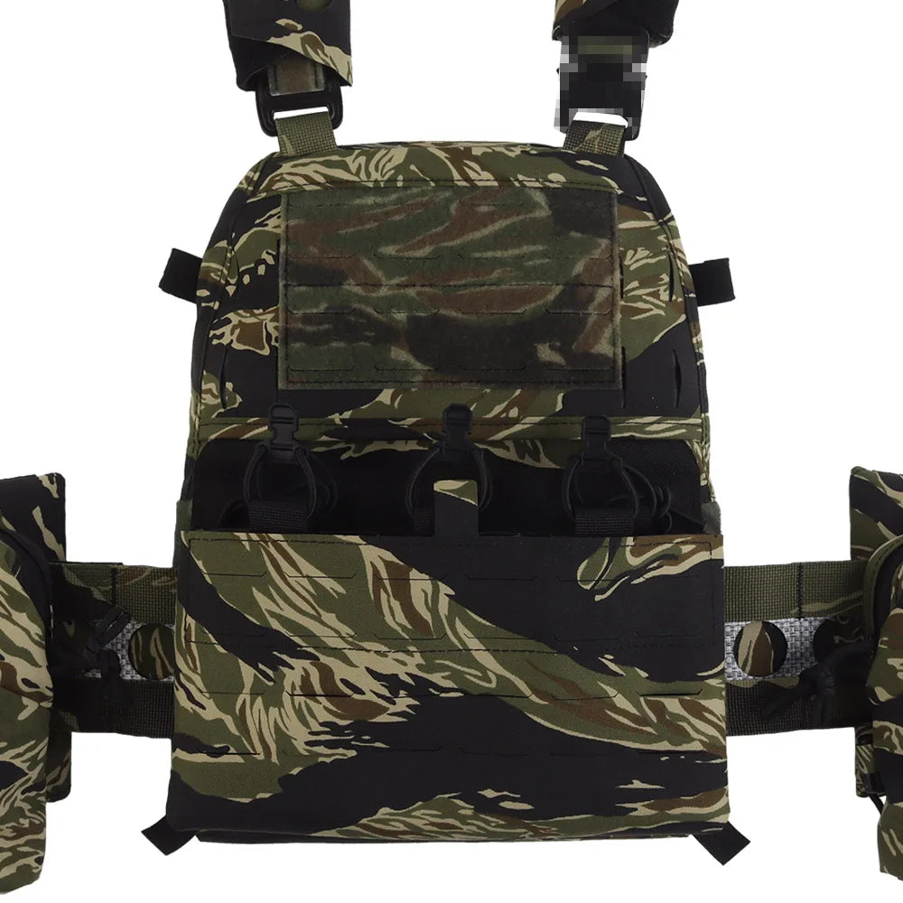 Ferro Style V5 FCPC Plate Carrier Tiger Stripes/Woodland Camouflage Set With IFAK Roll 1 Trauma Pouch,Side Bag,Triple Mag Pouch