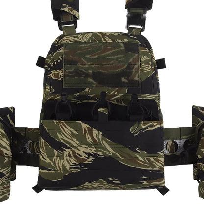 Ferro Style V5 FCPC Plate Carrier Tiger Stripes/Woodland Camouflage Set With IFAK Roll 1 Trauma Pouch,Side Bag,Triple Mag Pouch