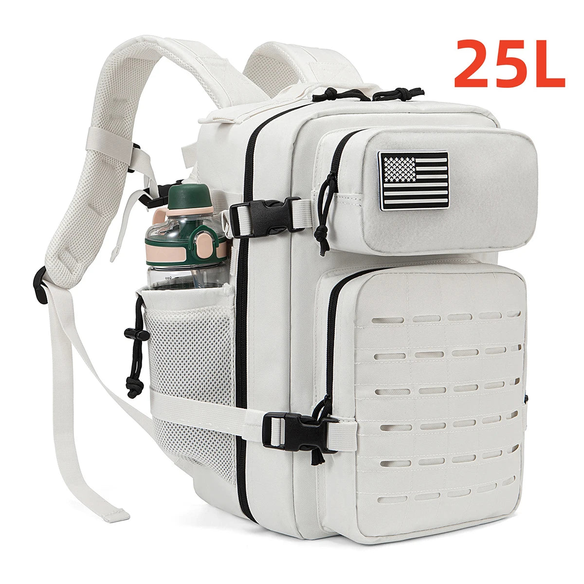 25L GYM Tactical Backpacks for Men Survival Laser Cut Molle Daypack Small Bug Out Bag Hunting Rucksack with Dual Cup Holders
