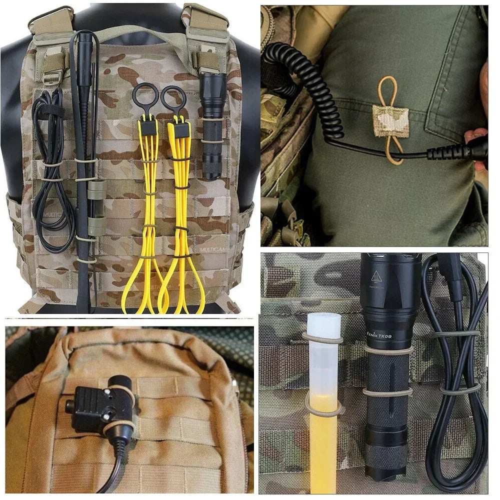 5/10pcs MOLLE Elastic Nylon Webbing Ribbon Buckle Outdoor Hiking Hunting Backpack Vest PTT Antenna Stick Pipe Binding Retainer