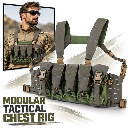 Tactical Modular Chest Rig Laser Cut MOLLE Quick Release Vest with Magazine Pouches for Airsoft Paintball Training Wargame