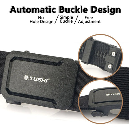TUSHI New Military Belt for Men Sturdy Nylon Metal Automatic Buckle Police Duty Belt Tactical Outdoor Girdle IPSC Accessories