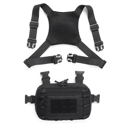 Tactical Chest Rig Bag with Gun Holster Hunting Chest Pack Quick Release Molle Admin Pouch Utility EDC Chest Pouch Pistol Bag