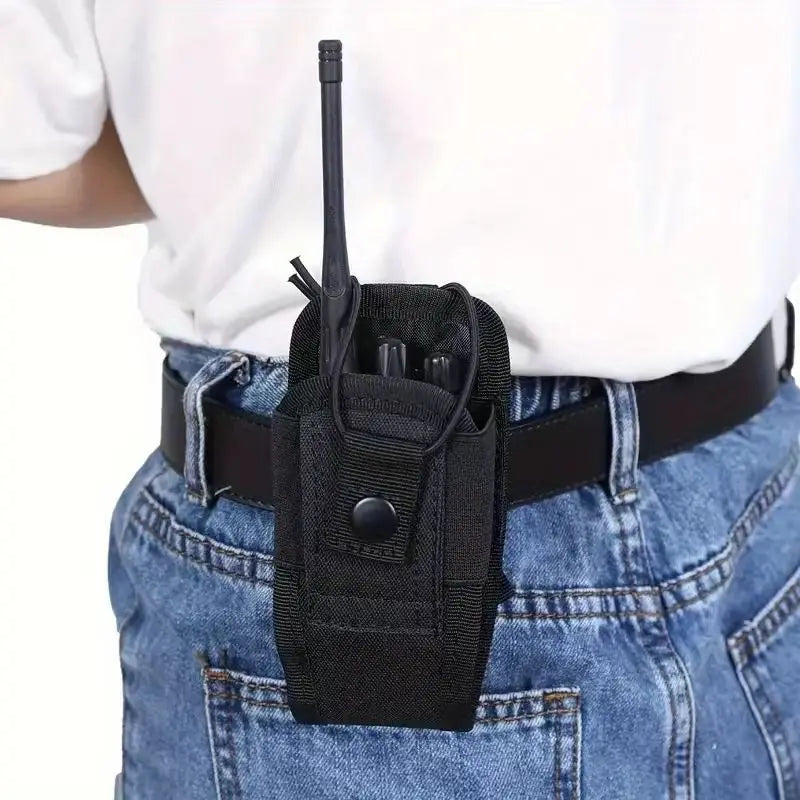 600D Tactical Walkie Talkie Pouch Black Oxford Molle Radio Pouch Portable Outdoor Hunting Sports Phone Holder Interphone Holster