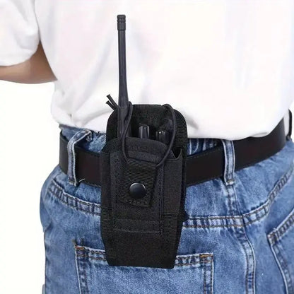 600D Tactical Walkie Talkie Pouch Black Oxford Molle Radio Pouch Portable Outdoor Hunting Sports Phone Holder Interphone Holster