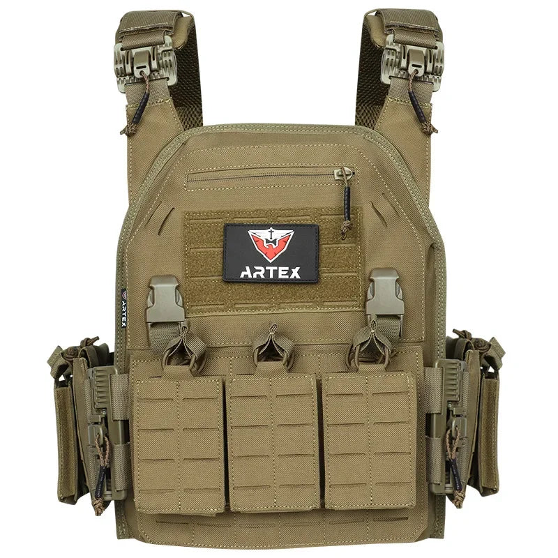 Tactical Vest Paintball Plate Holder 1000D Fabric Quick Releaseable Plate Carrier Laser Cut Platewith Triple Magazine Pouch ﻿