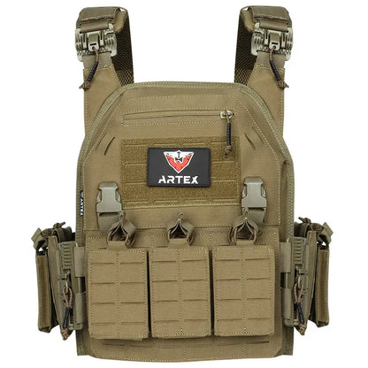 Tactical Vest Paintball Plate Holder 1000D Fabric Quick Releaseable Plate Carrier Laser Cut Platewith Triple Magazine Pouch ﻿