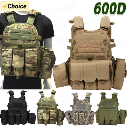 Nylon Tactical Vest Body Armor Hunting Camouflage Plate Carrier Vest Combat MOLLE Army Vest Outdoor Camping Equipment