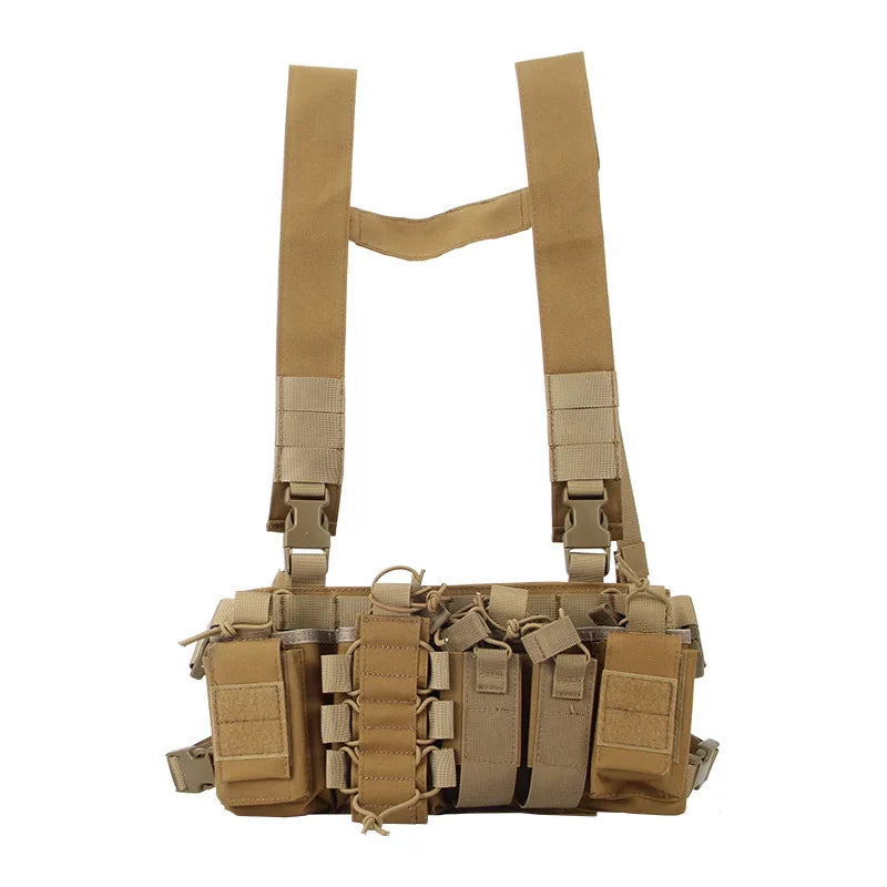 Radio Harness Front Pouch Tactical Chest Vest Holster Molle Vest Rig Bag Airsoft Hunting Radio Waist Pouch Adjustable