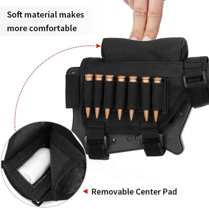Rifle Buttstock Cheek Rest Riser Pad Shell Pouch Hunting Accessories Rifle Stock Bullet Ammo Cartridges Holder Carrier Bag