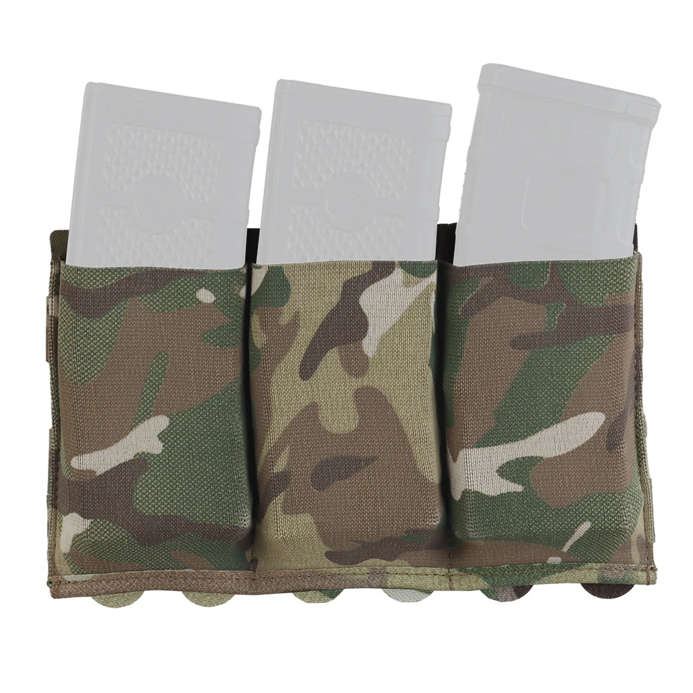 Tactical Lightweight Elastic Triple Mag Pouch 5.56/7.62mm Hunting CS Wargame Molle System Accessories Waist Bag Holster