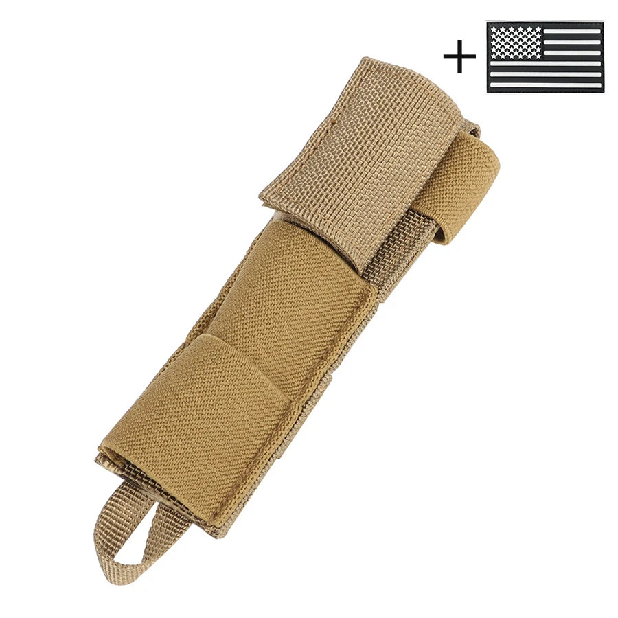 Nylon Radio Antenna Pouch, Portable Cylindrical Storage Bag with MOLLE Strap & Hook-and-Loop Strap for Walkie Talkie Antenna
