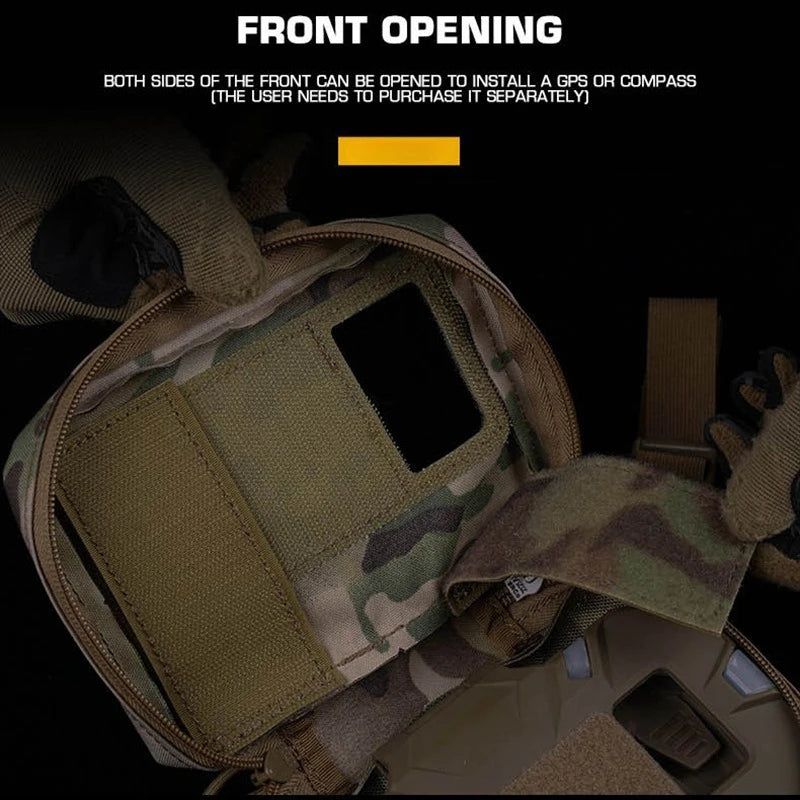 Tactical Molle Plate Carrier Pouch Foldable Navigation Phone Holder Chest Pack Airsoft Hunting Outdoor Utility Gear