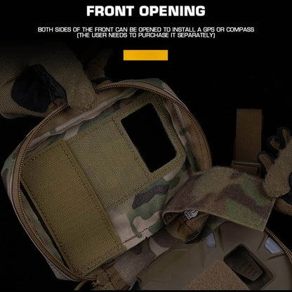 Tactical Molle Plate Carrier Pouch Foldable Navigation Phone Holder Chest Pack Airsoft Hunting Outdoor Utility Gear