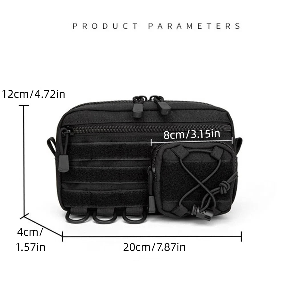 MOLLE Horizontal Tactical Admin Pouch Front Drawstring Pocket EMT Utility EDC Organizer Bag Outdoor Waist Carry Pouch